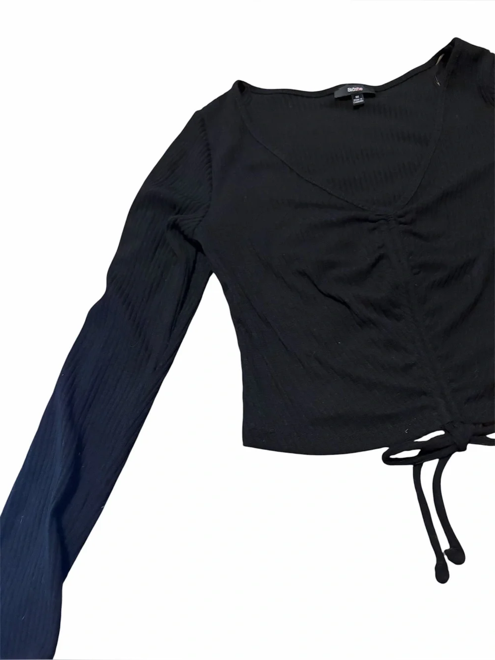 Blashe Women’s Long Sleeve Rib Shirred Crop Top